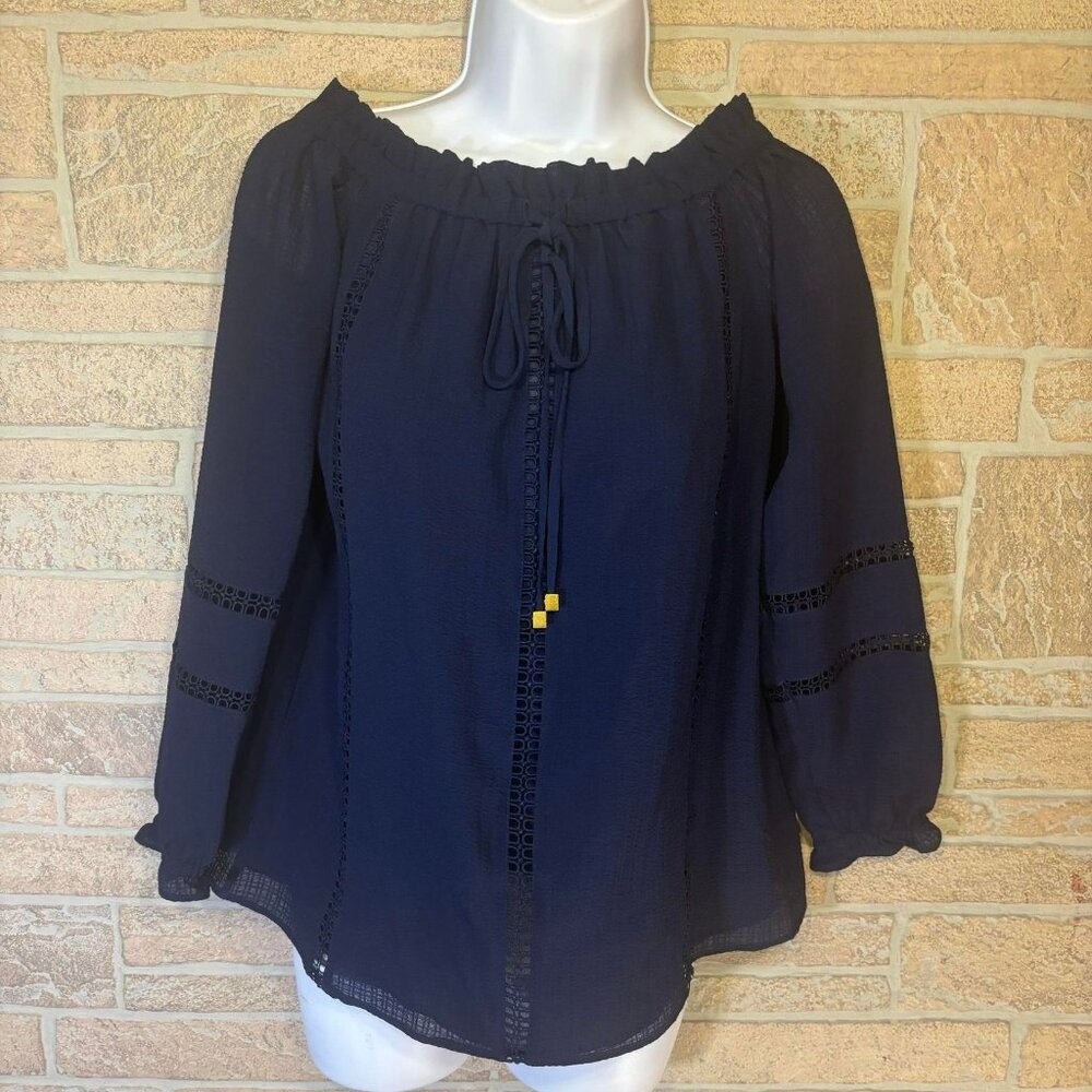 Michael Kors‎ Long Sleeve Blouse Size Small Navy Blue